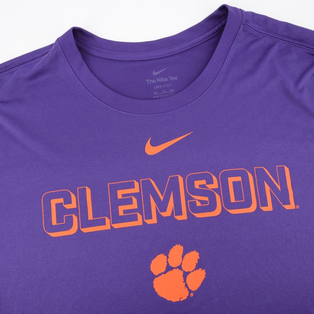 Nike Clemson Tigers Dri-FIT Perfromance T-Shirt Purple Short Sleeve Mens XXL